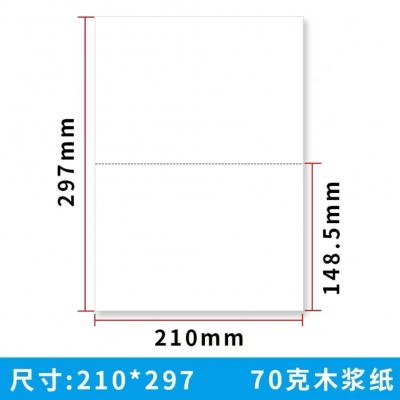 A4二等分單聯空白憑證紙